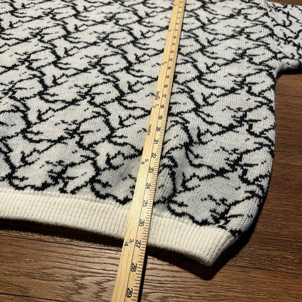 Vintage Adam Sloane White Black Abstract Knit Sweater Mens Large - Picture 6 of 6